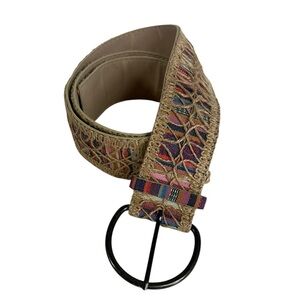 Multicolor Woven Belt with Silver Buckle